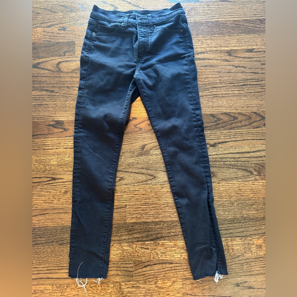 Express Black Skinny Jeans - Raw Hem